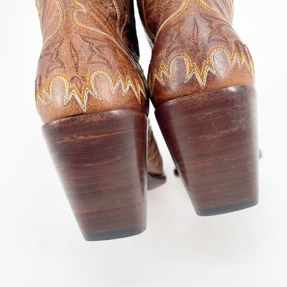 Vintage y2k Old Gringo Tan Elvis Eagle Stitched Western Cowgirl Boot size 7 - Picture 8 of 10